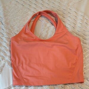 Vibrant Coral Halter Sports Bra